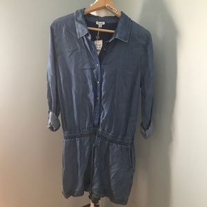 NWT J Crew elastic waist chambray shorts romper XL